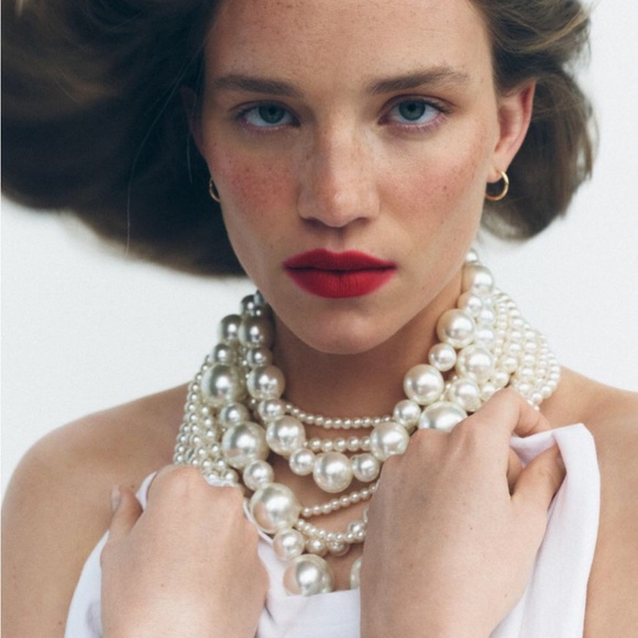 ZARA Women's 2-pack of Pearl Necklaces(Pearl marl, One Size) - Picture 2 of 10